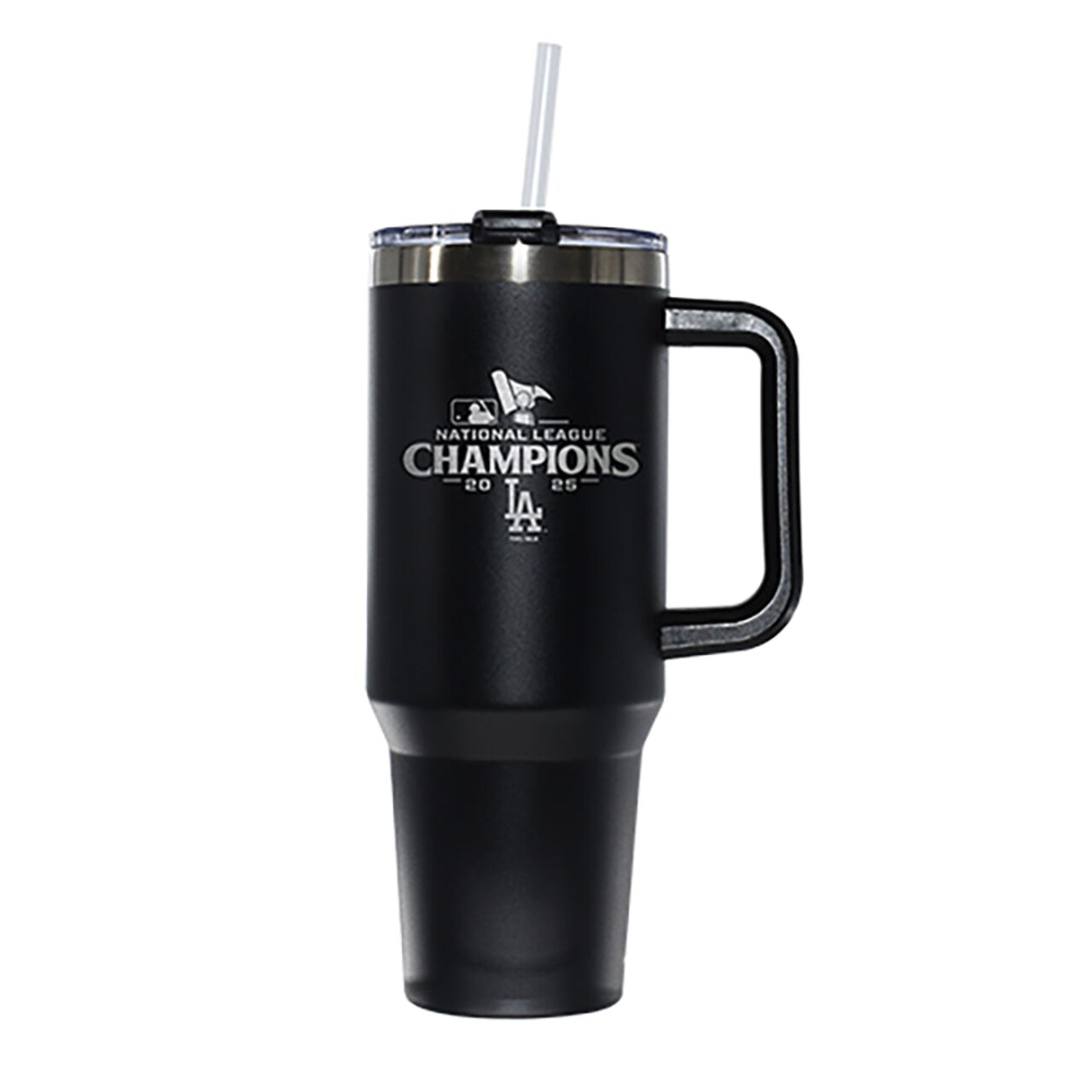 40oz Black Stainless Steel Colossal Tumbler, MLB National League Champs 2025, Etched, Los Angeles Dodgers